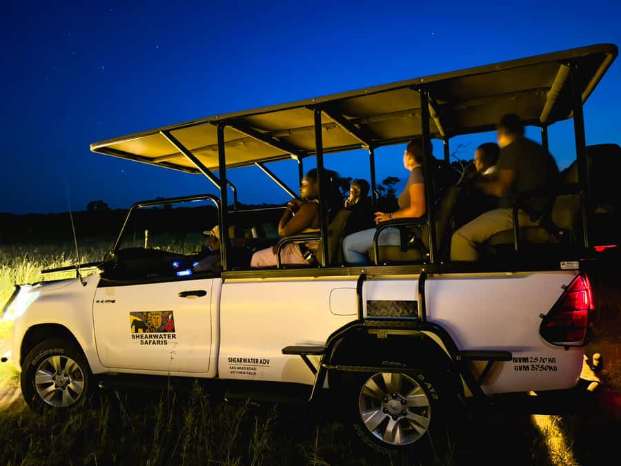 Victoria Falls: Night Game Drive Zambezi National Park - Transfers and the pickup warning